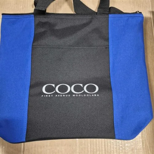 Blue and black tote bag, perfect for size-free gifts or unique event gift ideas.