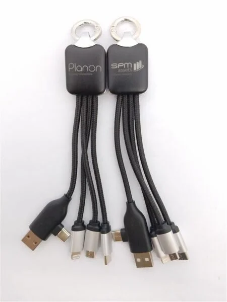 Two multi-connector USB charging cables, perfect as event merchandise in Australia.