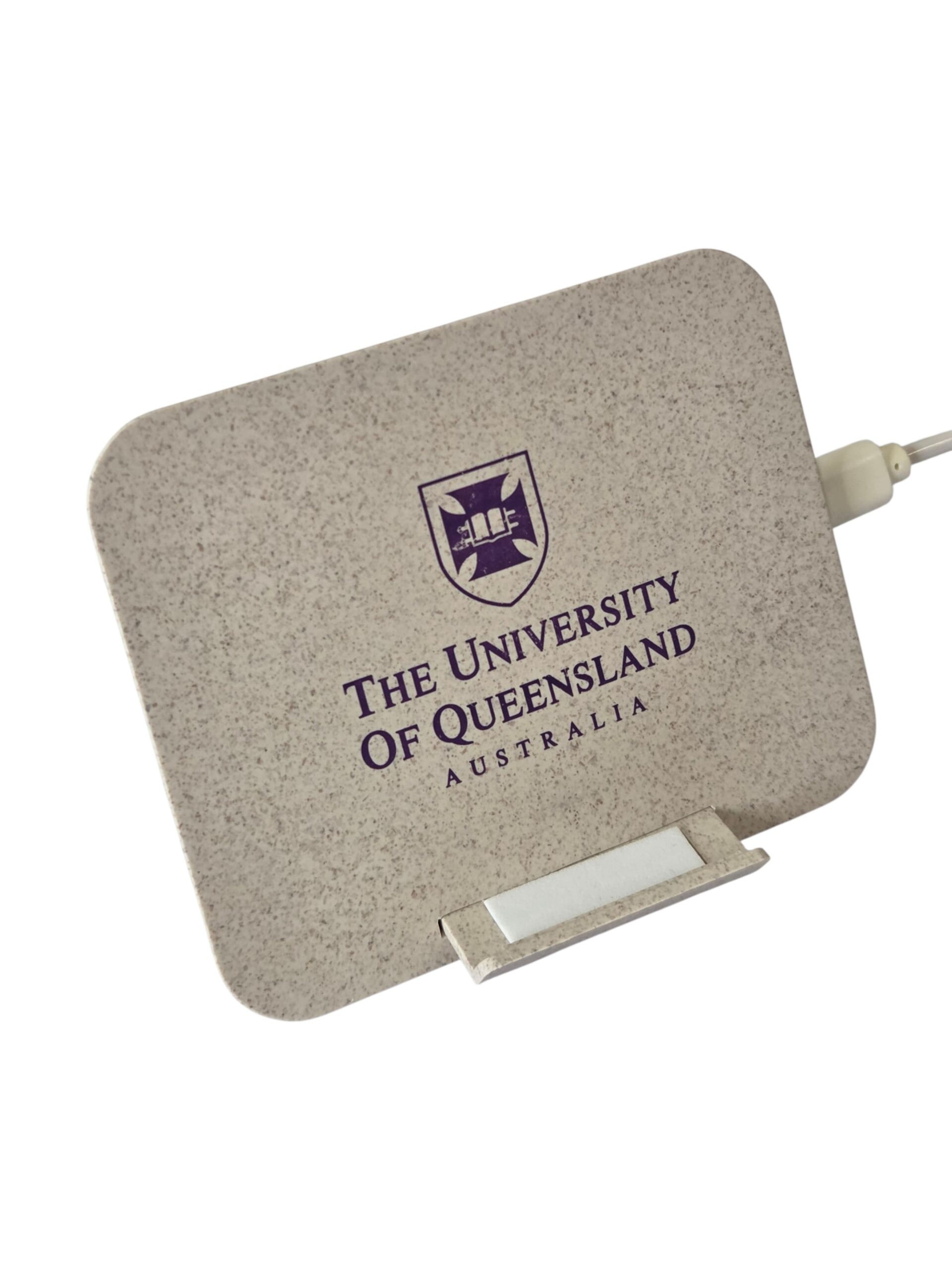 Rectangular charger featuring the University of Queensland logo and official text.