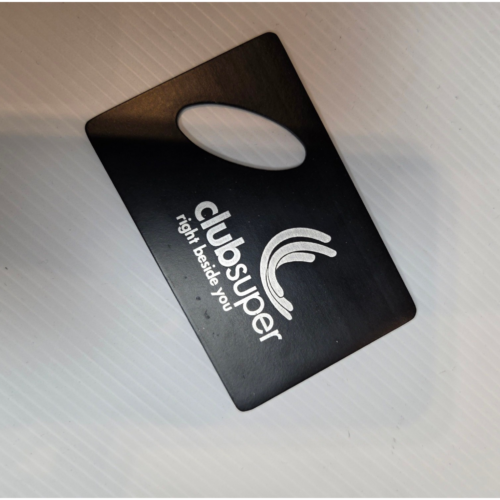 Black card-shaped tool to minimise clean-up after events, clubsuper right beside you.