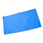 A rectangular blue mat with a small carrying handle on a white background.