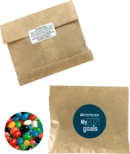Branded bag of jelly beans