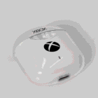 White wireless earbud case with black Xbox logo and XBOX text on a gray background.