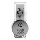 Digital thermometer displaying 24°C with a customizable logo area below the display.