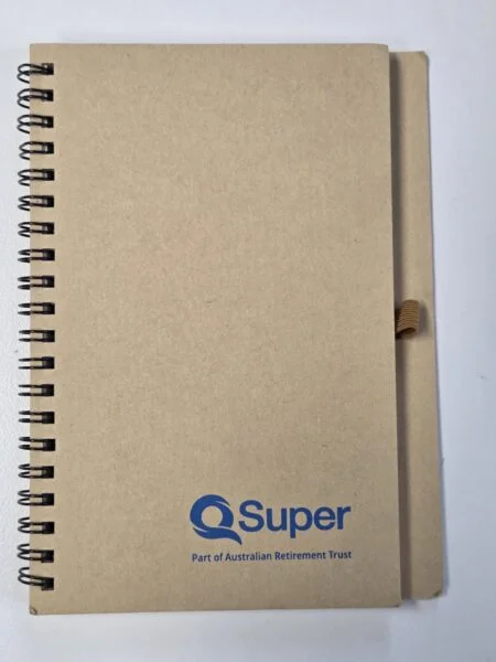 Brown spiral notebook with QSuper, perfect for tracking retail inventory management tasks.