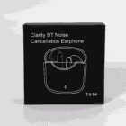 Black box labeled Clarity BT Noise Cancellation Earphone with earphones illustration.