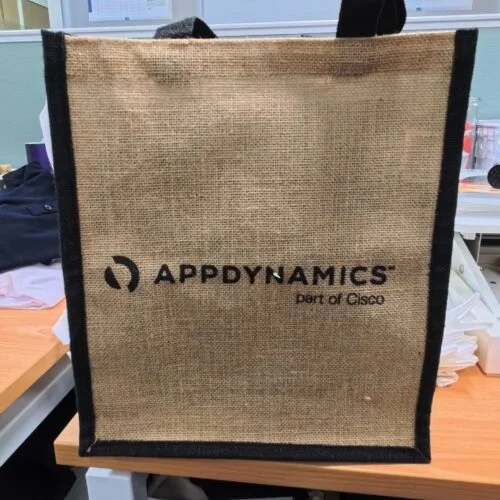 A jute tote bag with the AppDynamics part of Cisco logo suits 2026 Aussie business needs.