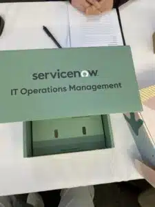 green gift box with service now logo