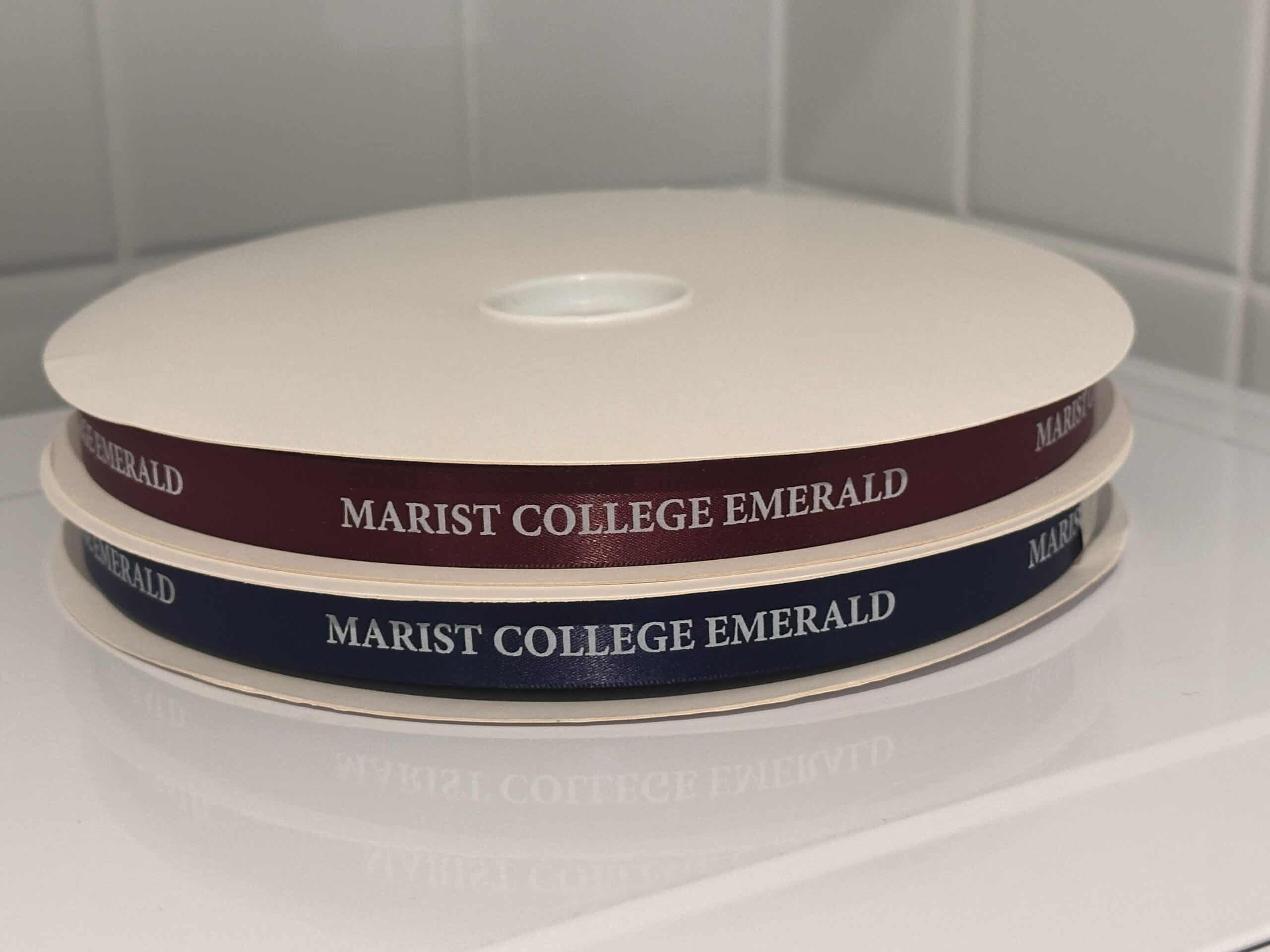 Custom printed ribbon with a college name
