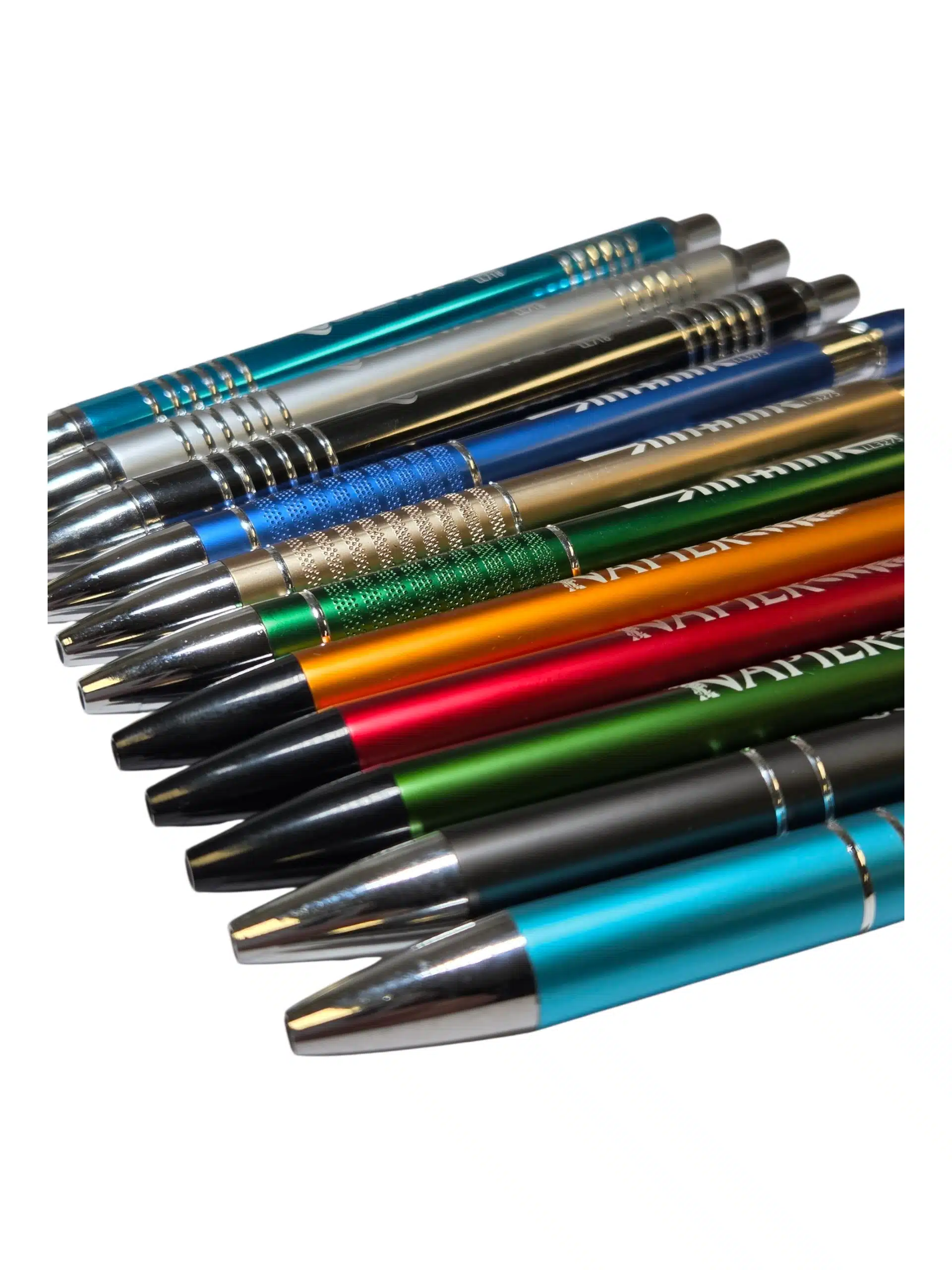 colourful pens in a white background