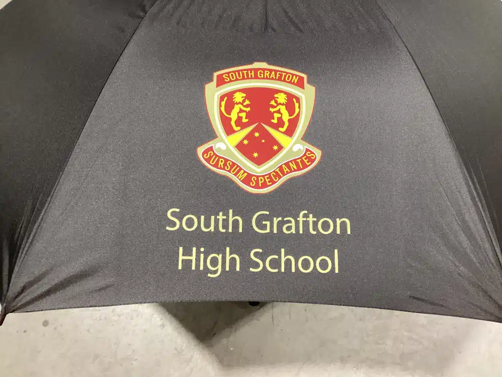 Custom full-colour South Grafton High School golf umbrella