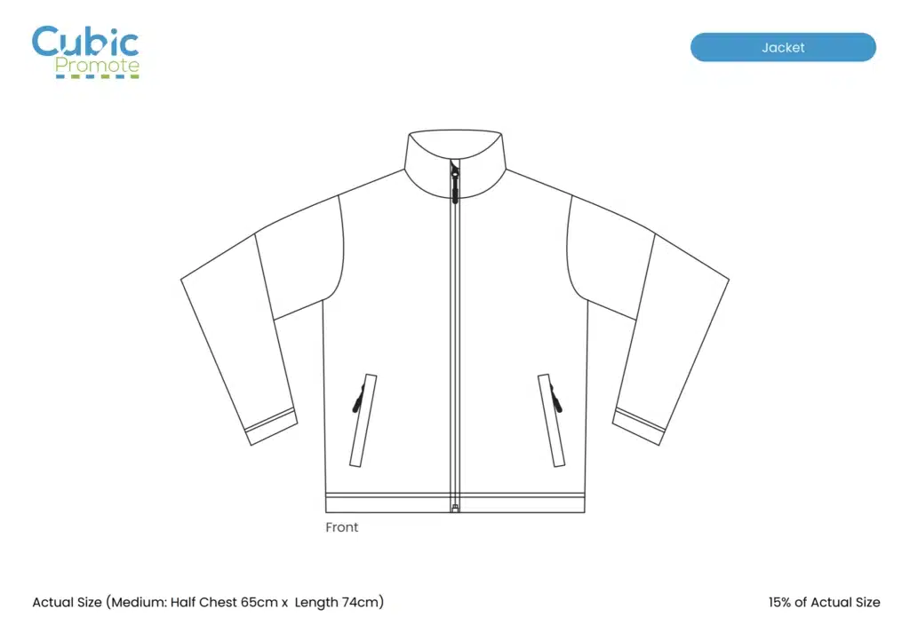 Jacket sizing diagram from Cubic Promote's apparel blog