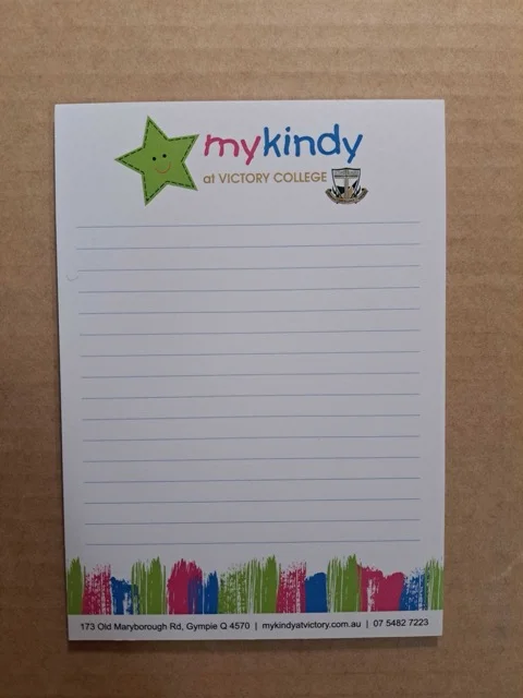 Victory College branded A6 notepads
