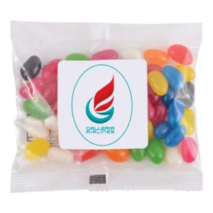 Bowl of branded jelly bean bags