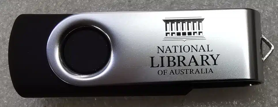 National Library of Australia branded 16GB swivel flash drive
