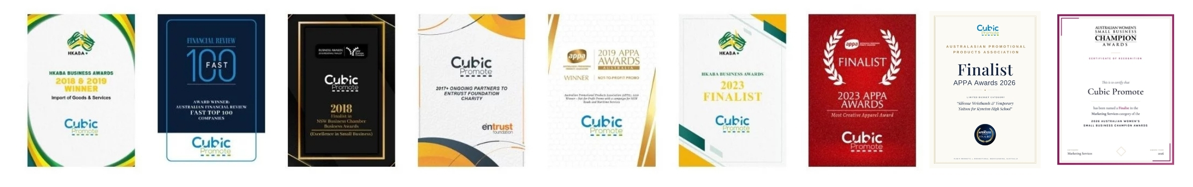 images of certificates won by Cubic Promote