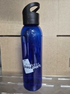 navy blue plastic drink bottle customised