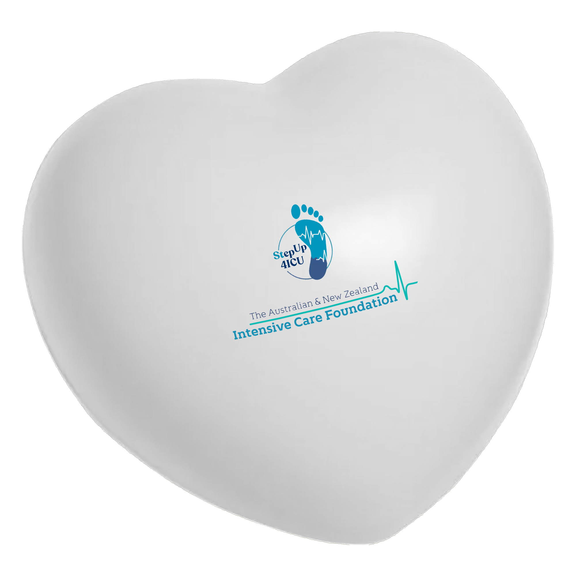 white stress heart branded with intensive care foundation logo