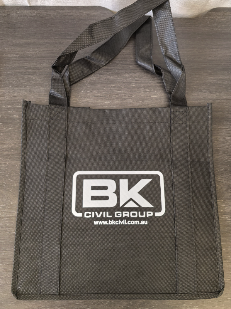 black tote bag branded with BK logo