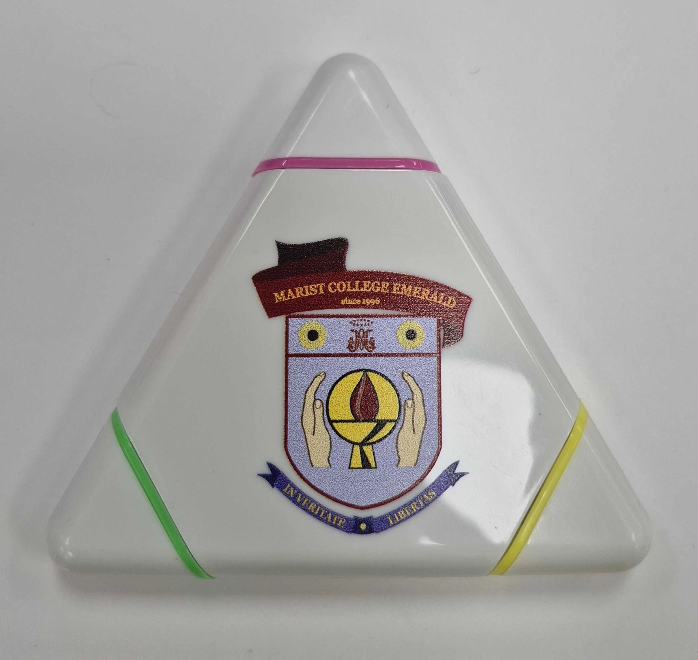triangle branded with Marist College Emerald logo