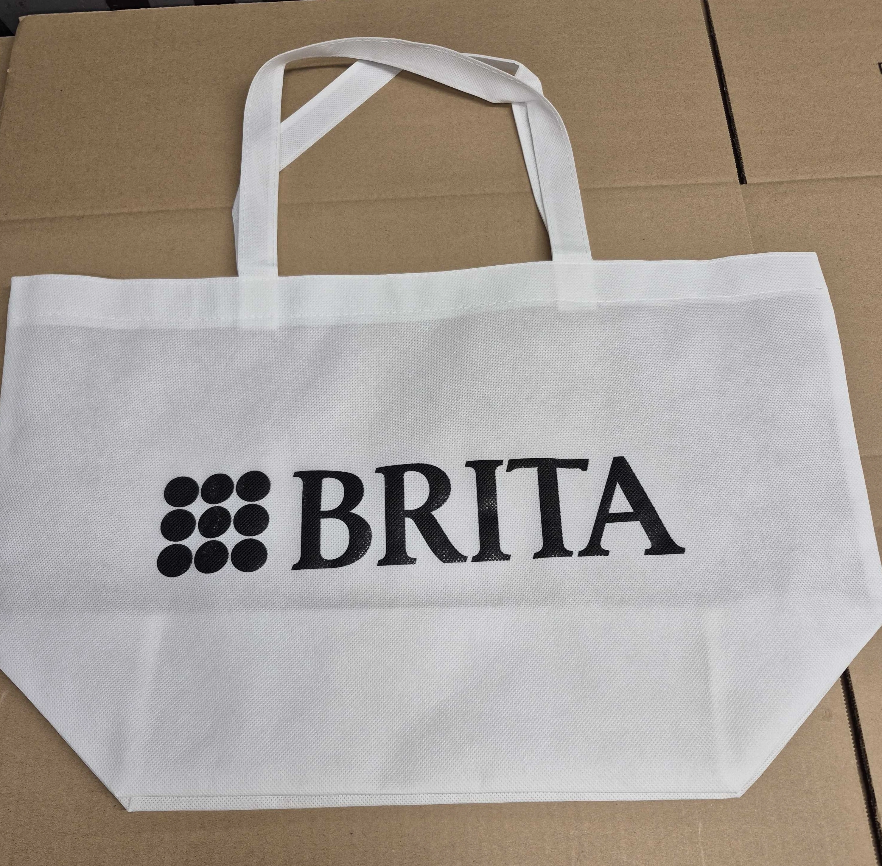 white shopping tote with brita logo