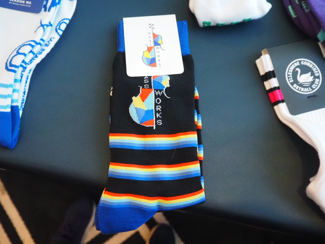 socks branded with logo