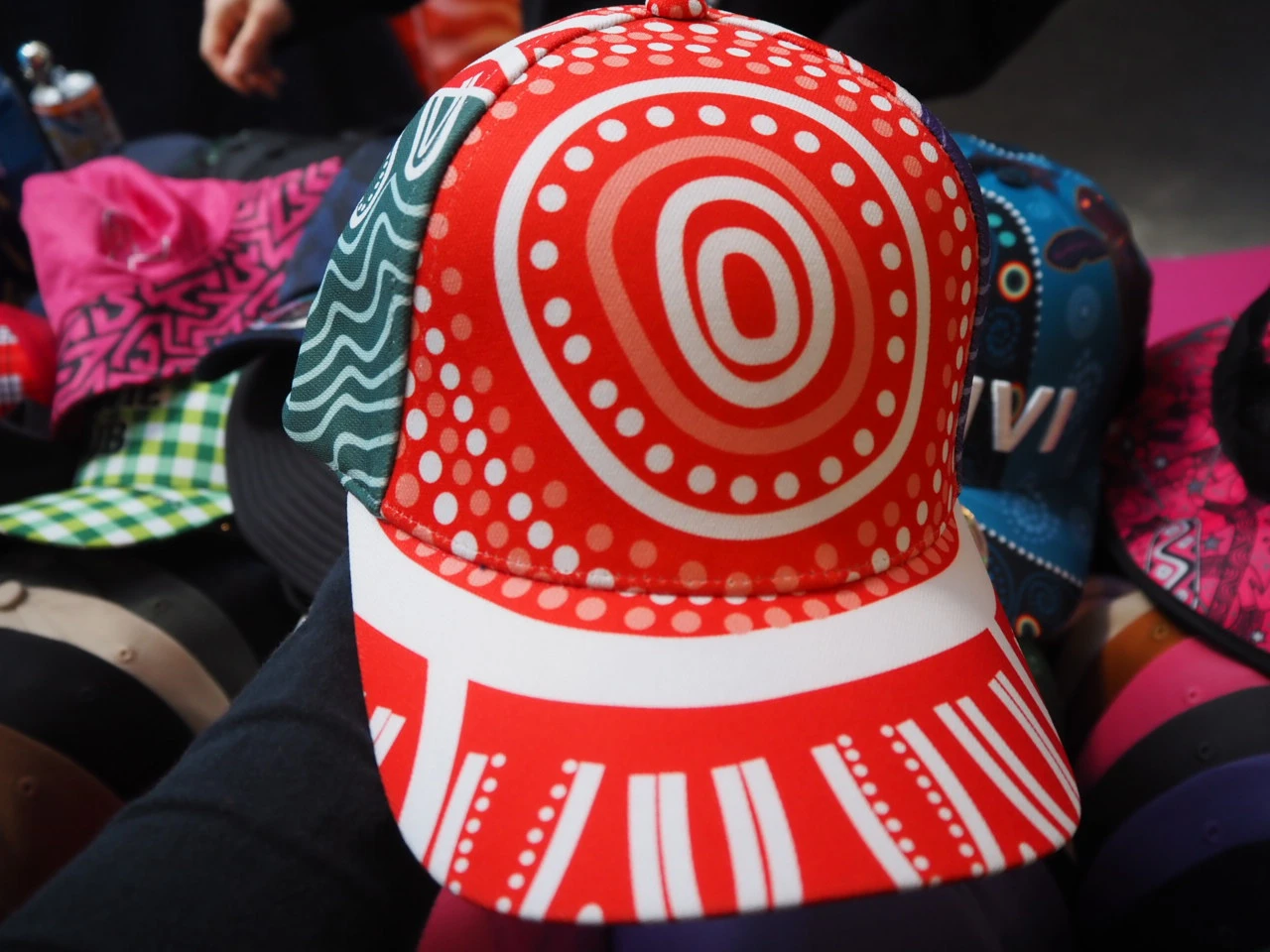 red cap with design