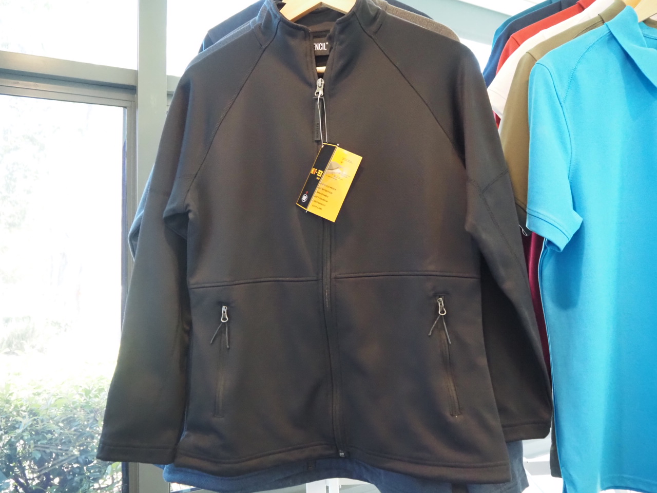 black jacket in a hanger