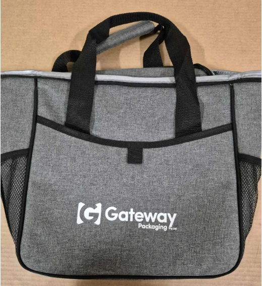 cooler bag branded with Gateway Packaging logo