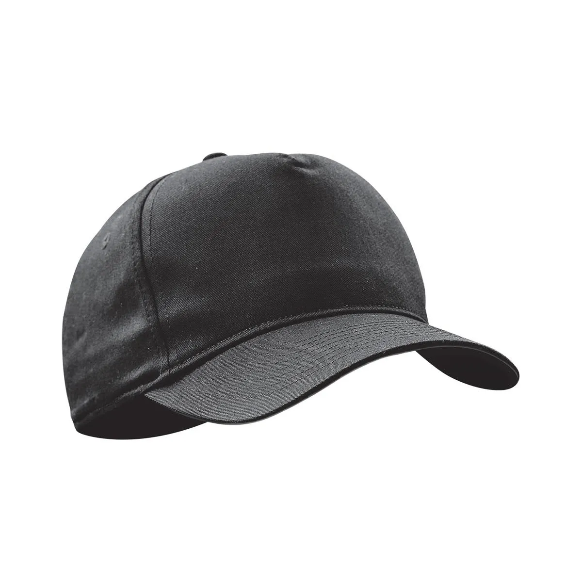 A plain black baseball cap on a white background.