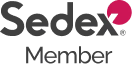 Sedex Member logo with black text and a red check mark in the letter x.