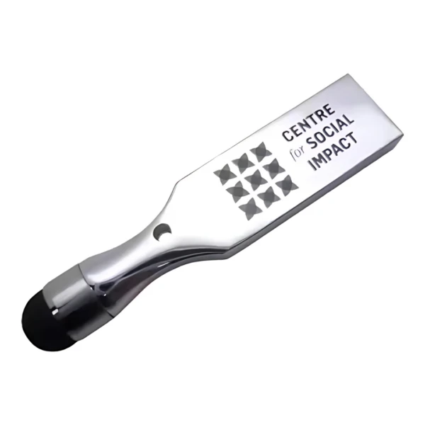 Promotional Silver Stylus USB drive with customised text