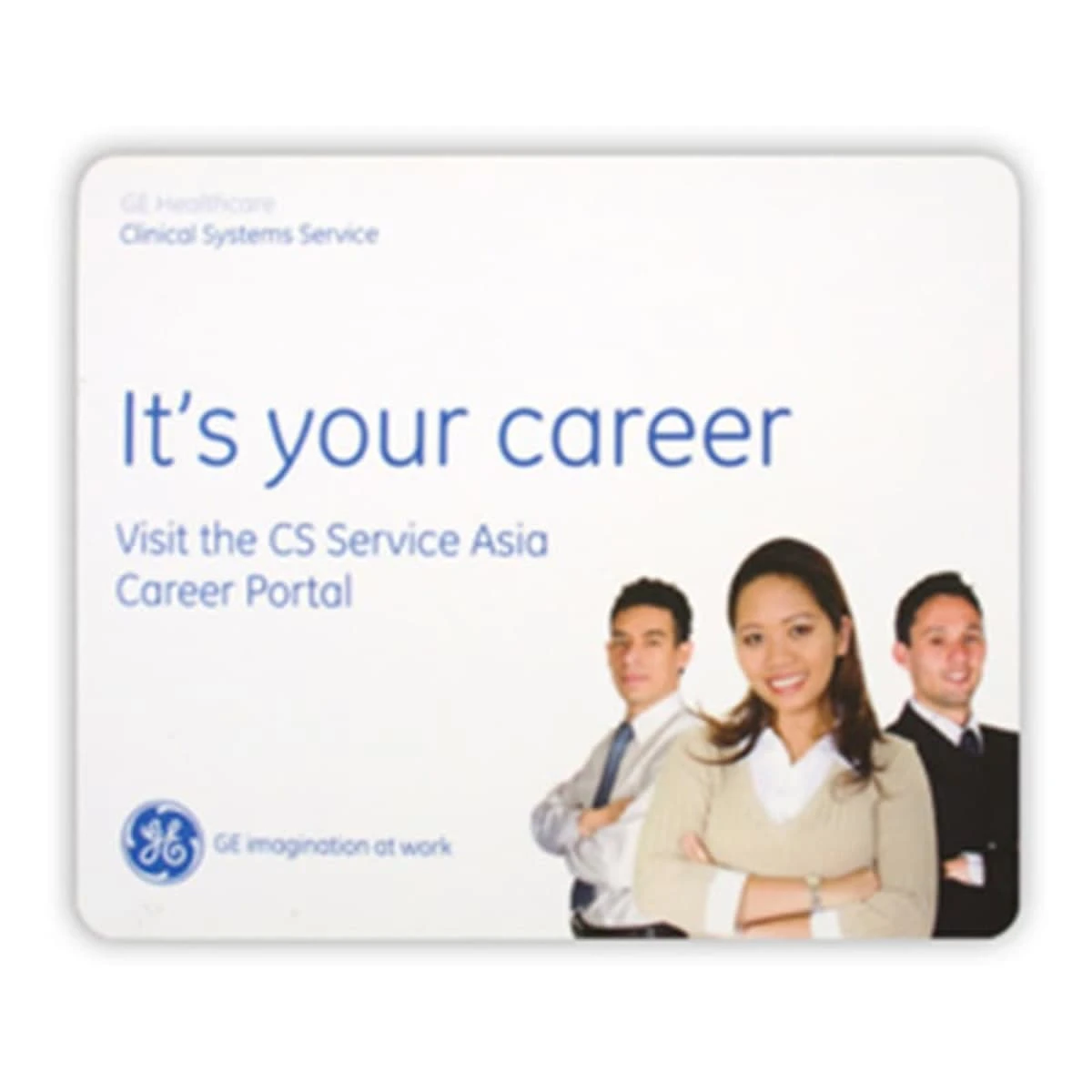 Three professionals standing with text: Its your career. Visit the CS Service Asia Career Portal.
