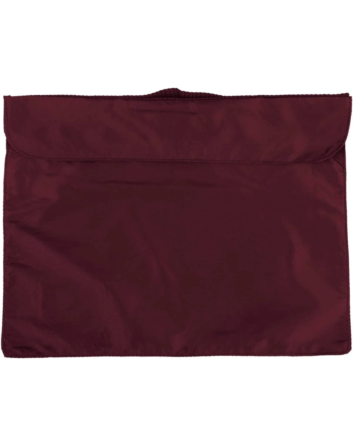 Brown fabric pouch with flap closure against a white background.