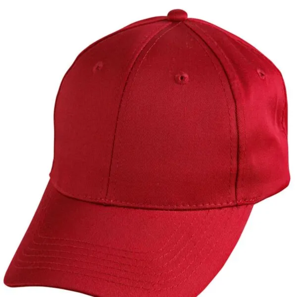 A plain red baseball cap on a white background.