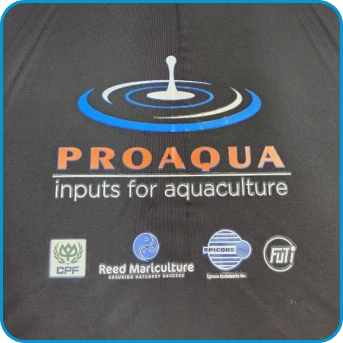 PROAQUA logo with inputs for aquaculture and partner logos on a black background.